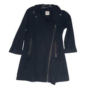 Hi-Line Womens Jacket Size XS Black 3/4 Sleeve Zip Up Unlined Knit Casual